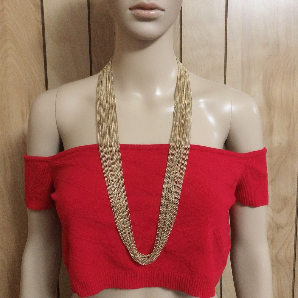 Long Beaded Necklace in Gold